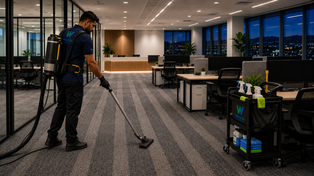 Professional commercial cleaning services in Hobart performed after business hours.