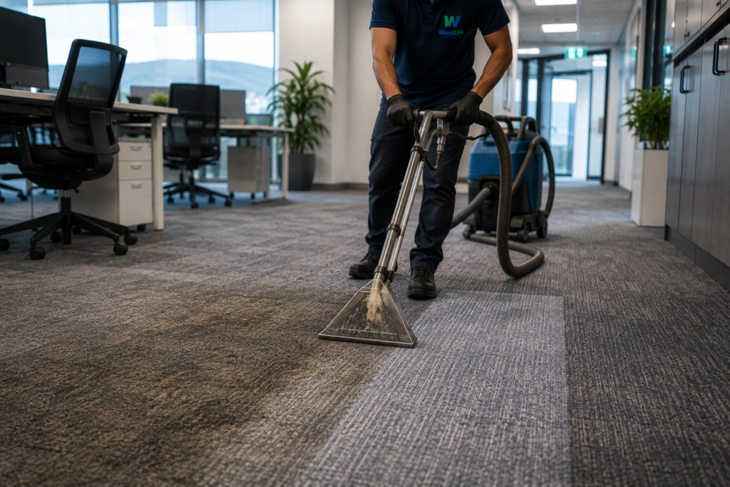 Professional carpet cleaning in a high-traffic Hobart office
